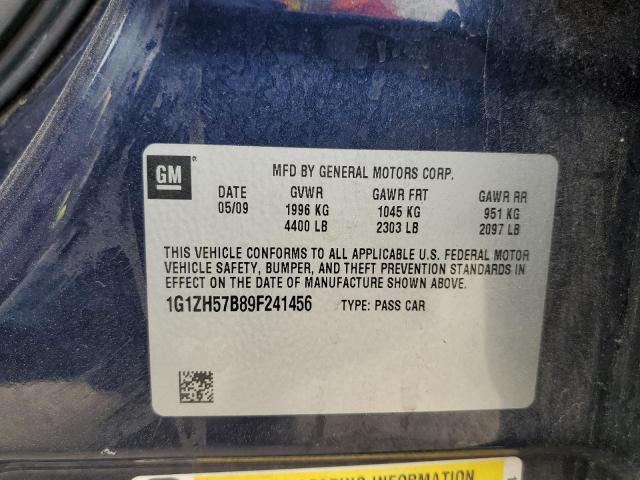 1G1ZH57B89F241456 - 2009 CHEVROLET MALIBU 1LT BLUE photo 12