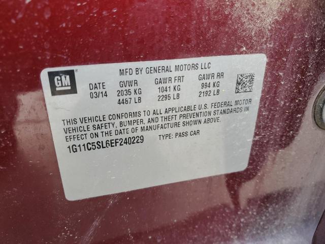 1G11C5SL6EF240229 - 2014 CHEVROLET MALIBU 1LT 勃艮第红 照片 12
