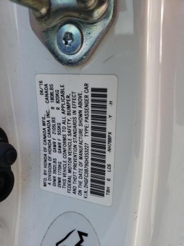 2HGFC3B79GH353227 - 2016 HONDA CIVIC EXL WHITE photo 12