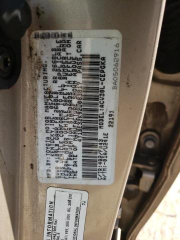 4T1BE32K92U083817 - 2002 TOYOTA CAMRY LE GOLD photo 12