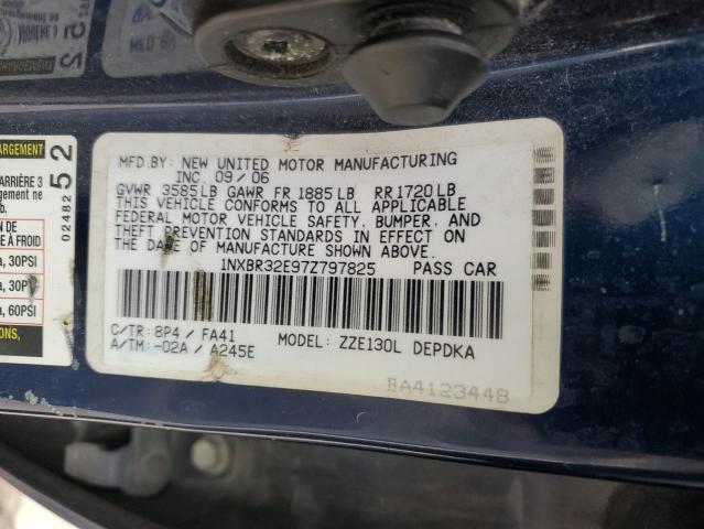 1NXBR32E97Z797825 - 2007 TOYOTA COROLLA CE BLUE photo 12