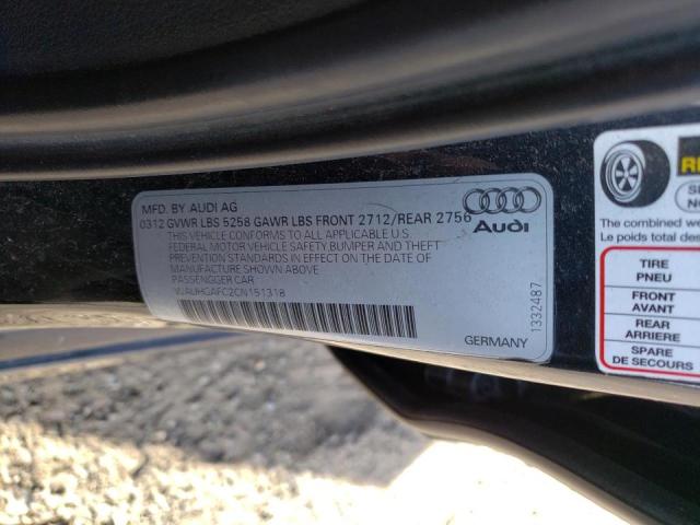 WAUHGAFC2CN151318 - 2012 AUDI A6 PRESTIGE შავი ფოტო 12