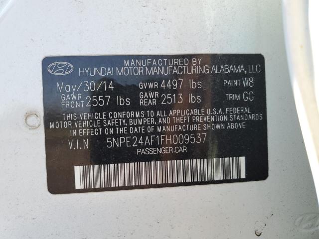 5NPE24AF1FH009537 - 2015 HYUNDAI SONATA SE WHITE photo 13