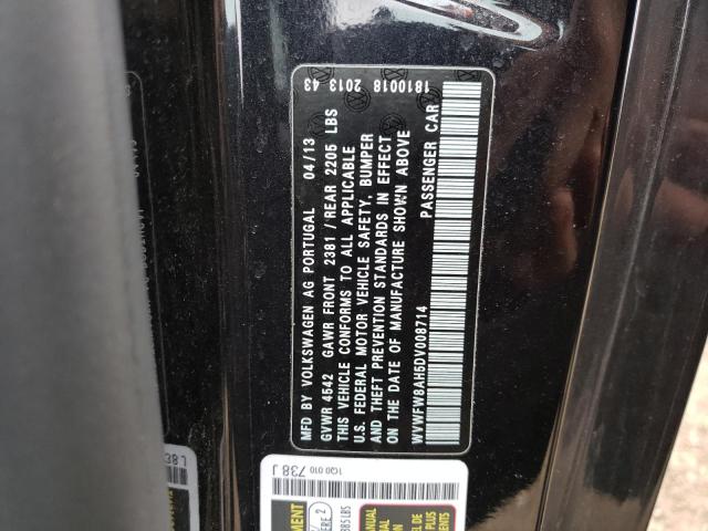 WVWFW8AH5DV008714 - 2013 VOLKSWAGEN EOS LUX 黑色 照片 12