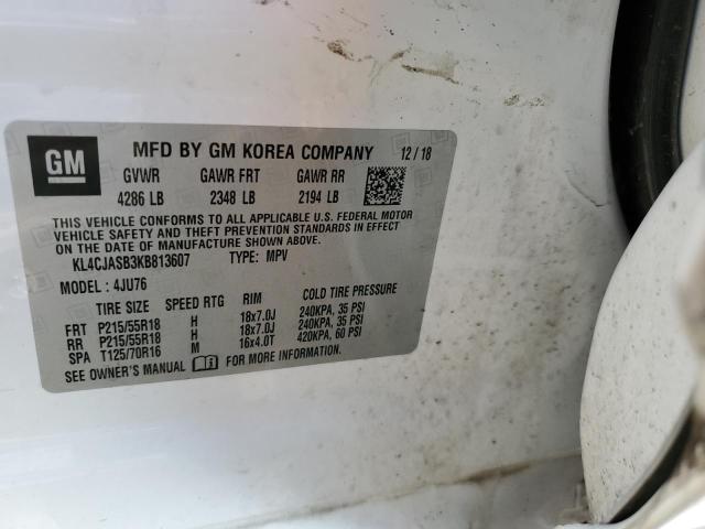 KL4CJASB3KB813607 - 2019 BUICK ENCORE PREFERRED WHITE photo 14