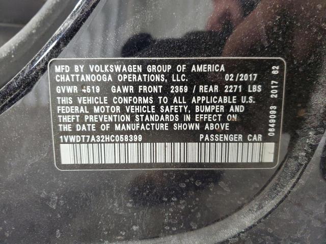 1VWDT7A32HC058399 - 2017 VOLKSWAGEN PASSAT R-LINE Schwarz Foto 12