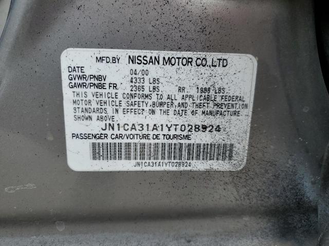 JN1CA31A1YT028924 - 2000 NISSAN MAXIMA GLE BLACK photo 12