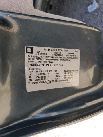 1GTHC53689F137494 - 2009 GMC SIERRA C2500 SLE BLUE photo 12