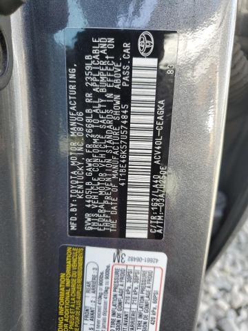 4T1BE46K57U574845 - 2007 TOYOTA CAMRY CE GRAY photo 13