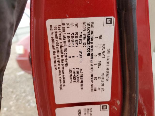 1G6KY5490XU922765 - 1999 CADILLAC SEVILLE STS RED photo 12