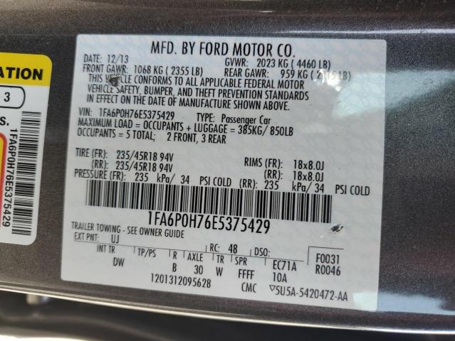 1FA6P0H76E5375429 - 2014 FORD FUSION SE CHARCOAL photo 12