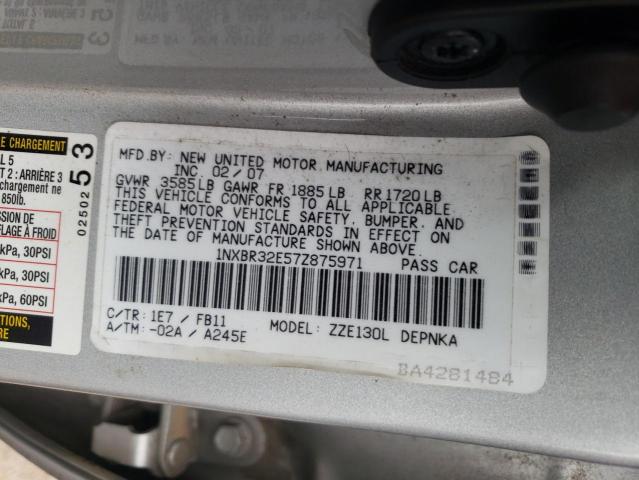 1NXBR32E57Z875971 - 2007 TOYOTA COROLLA CE SILVER photo 12