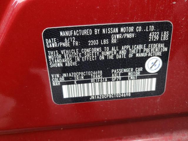 JN1AZ0CP8CT024698 - 2012 NISSAN LEAF SV RED photo 12