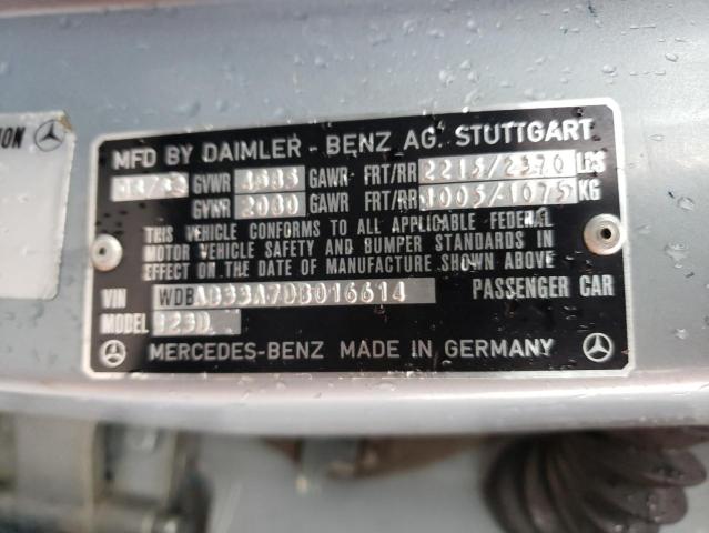 WDBAB33A7DB016614 - 1983 MERCEDES-BENZ 300 DT SILVER photo 12