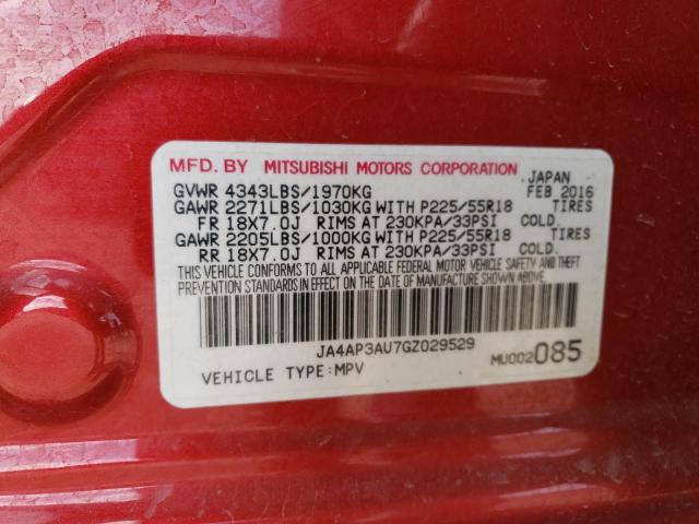 JA4AP3AU7GZ029529 - 2016 MITSUBISHI OUTLANDER ES RED photo 12