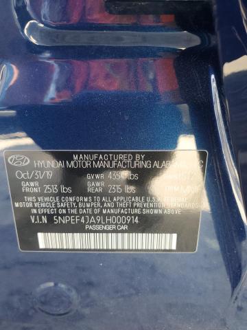 5NPEF4JA9LH000914 - 2020 HYUNDAI SONATA SEL BLUE photo 13