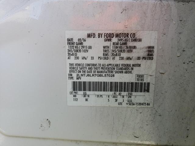 2LMTJ6LR7GBL57028 - 2016 LINCOLN MKX RESERVE თეთრი ფოტო 14