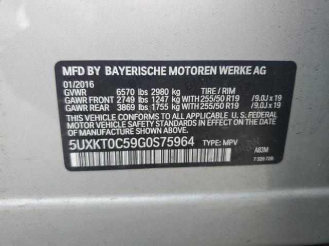 5UXKT0C59G0S75964 - 2016 BMW X5 XDR40E SILVER photo 13