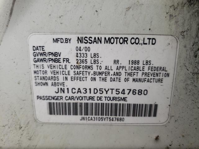 JN1CA31D5YT547680 - 2000 NISSAN MAXIMA GLE WHITE photo 10