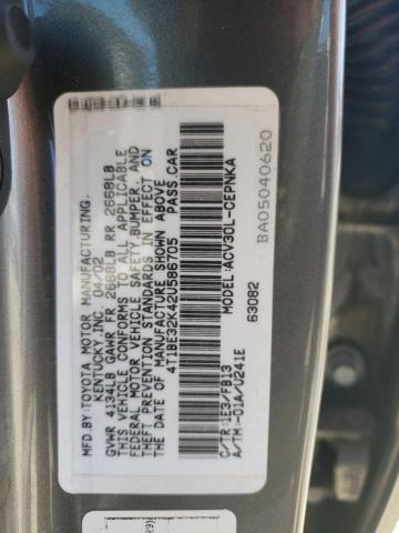 4T1BE32K42U586705 - 2002 TOYOTA CAMRY LE GRAY photo 12