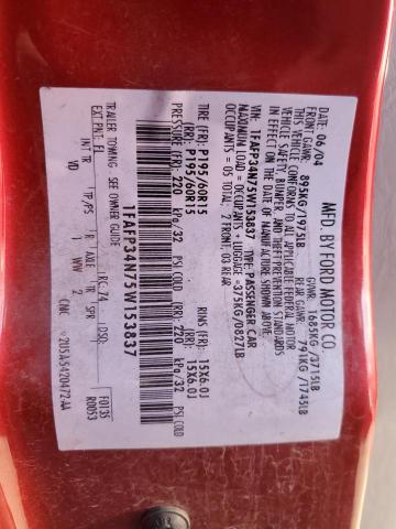 1FAFP34N75W153837 - 2005 FORD FOCUS ZX4 RED photo 12