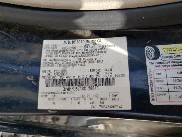 3FAHP06Z48R128845 - 2008 FORD FUSION S BLUE photo 12