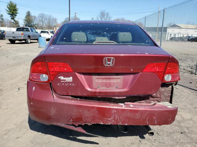 1HGFA16597L068663 - 2007 HONDA CIVIC LX RED photo 6