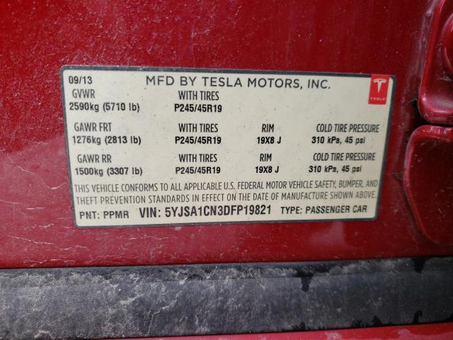 5YJSA1CN3DFP19821 - 2013 TESLA MODEL S Tünd qırmızı foto 12