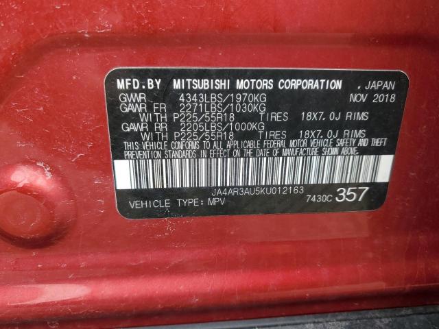 JA4AR3AU5KU012163 - 2019 MITSUBISHI OUTLANDER ES RED photo 12