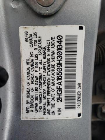 2HGFA16509H301040 - 2009 HONDA CIVIC LX SILVER photo 13