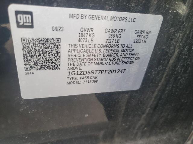 1G1ZD5ST7PF201247 - 2023 CHEVROLET MALIBU LT შავი ფოტო 13