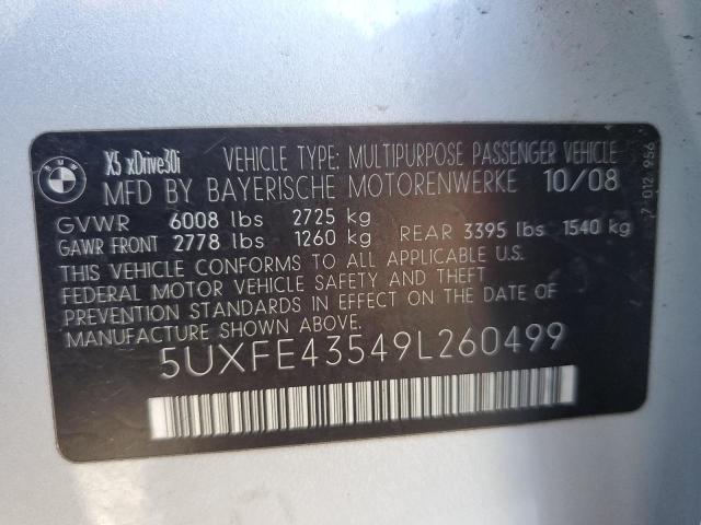 5UXFE43549L260499 - 2009 BMW X5 XDRIVE30I SILVER photo 13