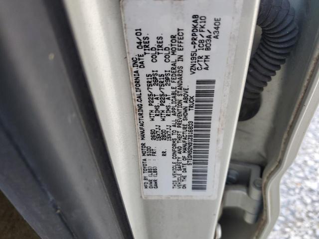 5TEGN92N91Z816803 - 2001 TOYOTA TACOMA DOUBLE CAB PRERUNNER SILVER photo 12