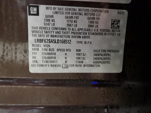 LRBFX2SA5LD168512 - 2020 BUICK ENVISION ESSENCE Շագանակագույն լուսանկար 12