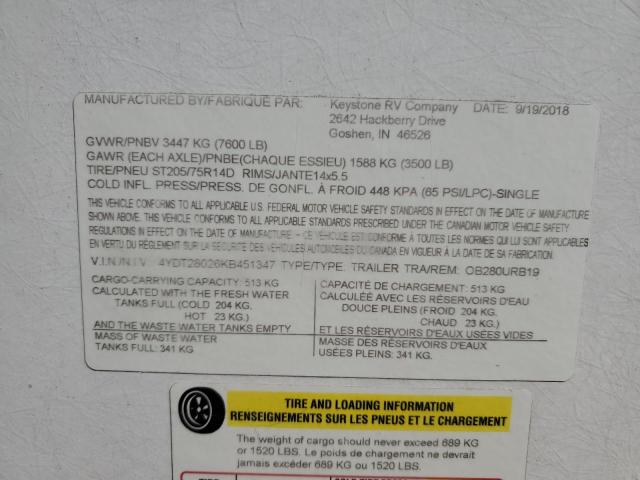 4YDT28026KB451347 - 2019 OUTB TRAVEL TRL Beyaz fotoğraf 10