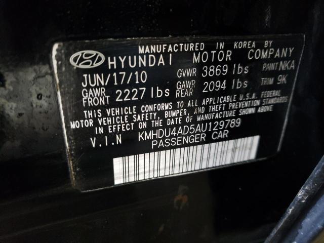 KMHDU4AD5AU129789 - 2010 HYUNDAI ELANTRA BLUE BLACK photo 13