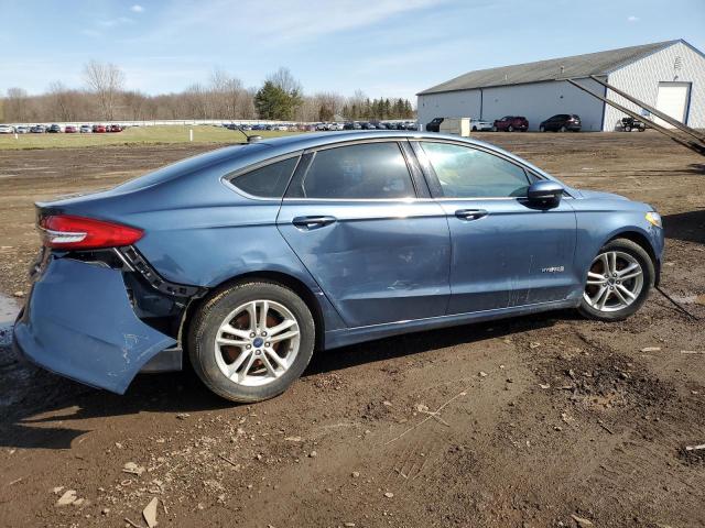 3FA6P0LU1JR137265 - 2018 FORD FUSION SE HYBRID BLUE photo 3