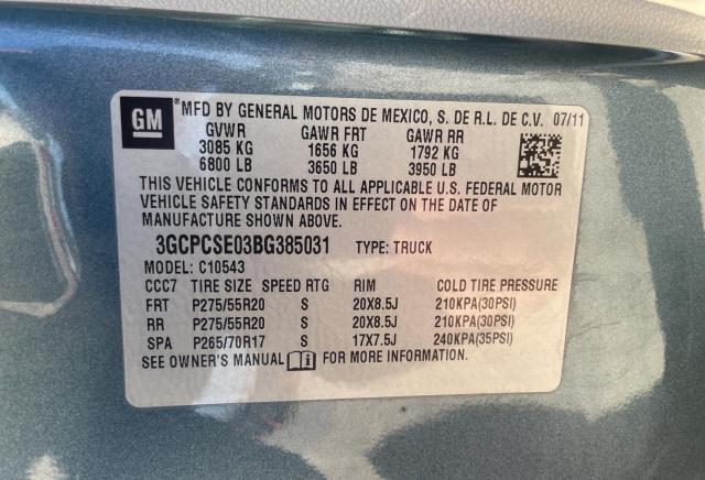 3GCPCSE03BG385031 - 2011 CHEVROLET SILVERADO C1500 LT BLUE photo 10