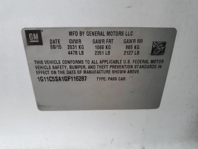 1G11C5SA1GF116287 - 2016 CHEVROLET MALIBU LIM LT 白色 照片 12