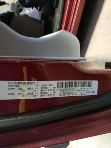 2C4RC1BGXCR299912 - 2012 CHRYSLER TOWN & COU TOURING ბურგუნდია ფოტო 13