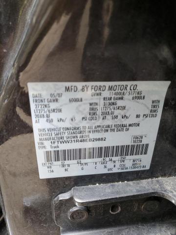 1FTWW31R48EB29882 - 2008 FORD F350 SRW SUPER DUTY GRAY photo 12