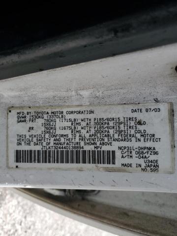 JTLKT324440138894 - 2004 TOYOTA SCION XB 白色 照片 12