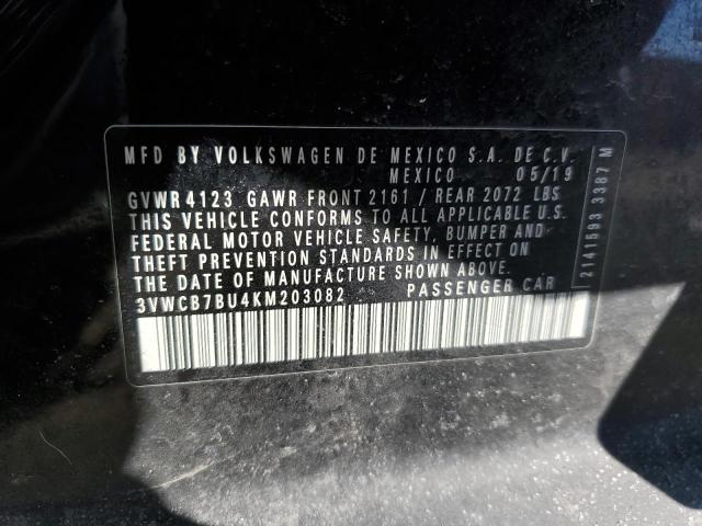 3VWCB7BU4KM203082 - 2019 VOLKSWAGEN JETTA S BLACK photo 12