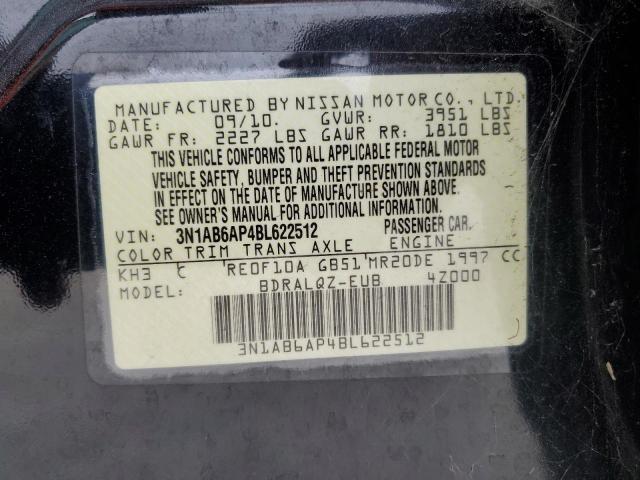 3N1AB6AP4BL622512 - 2011 NISSAN SENTRA 2.0 BLACK photo 12