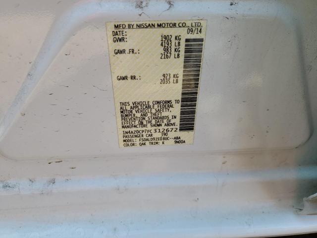 1N4AZ0CP7FC312672 - 2015 NISSAN LEAF S WHITE photo 13