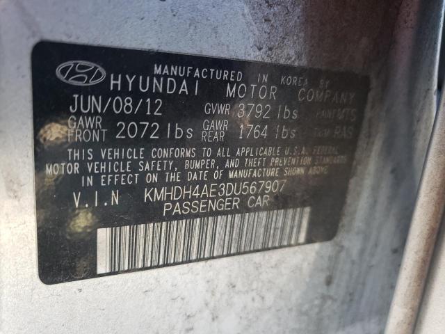 KMHDH4AE3DU567907 - 2013 HYUNDAI ELANTRA GLS SILVER photo 13