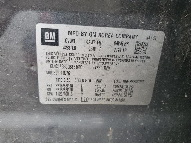 KL4CJASB0GB686600 - 2016 BUICK ENCORE GRAY photo 13