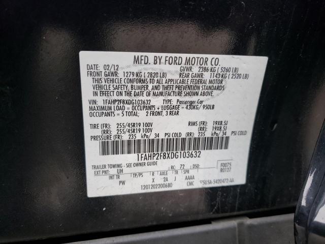 1FAHP2F8XDG103632 - 2013 FORD TAURUS LIMITED BLACK photo 12