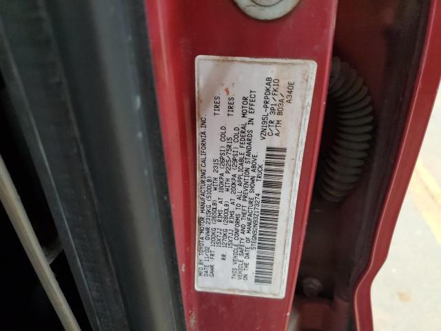 5TEGN92N93Z173274 - 2003 TOYOTA TACOMA DOUBLE CAB PRERUNNER RED photo 12