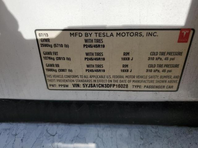 5YJSA1CN3DFP16028 - 2013 TESLA MODEL S 白色 照片 13